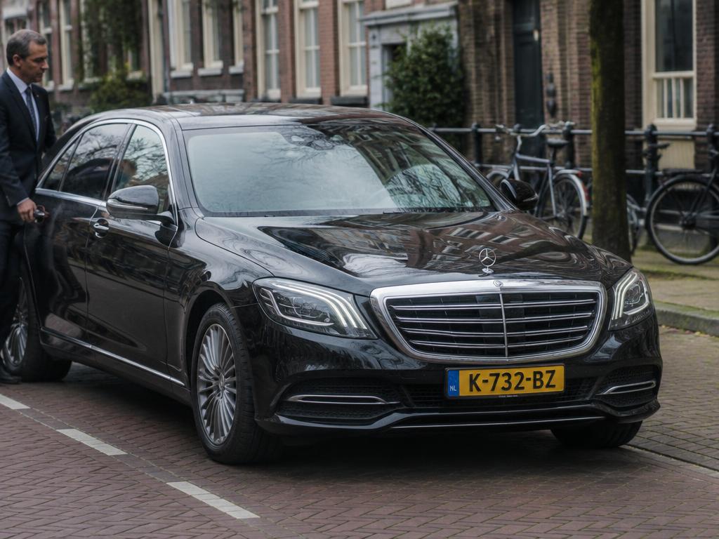 Black Mercedes-Benz S-Class luxury sedan on a Dutch street